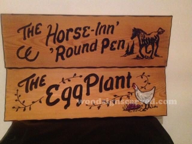 WoodPeckerCarvedSigns-1314 The Horse-Inn Round Pen - a custom carved cedar wood sign from Woodpecker Signs