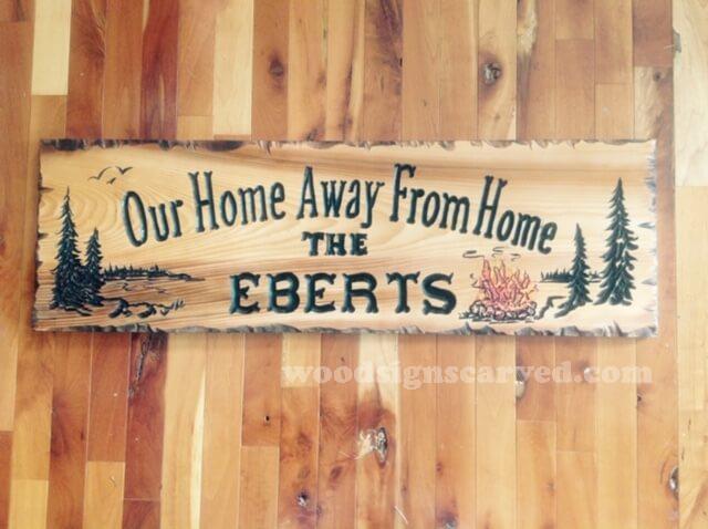 WoodPeckerCarvedSigns-1342 The Eberts - a custom carved cedar wood sign from Woodpecker Signs