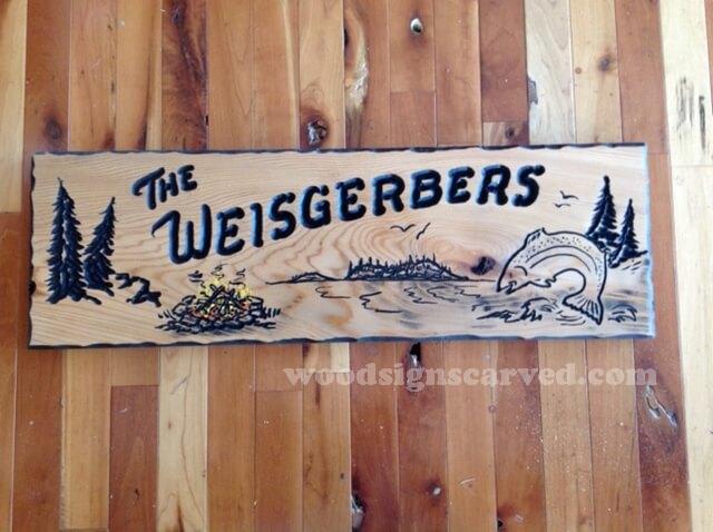 WoodPeckerCarvedSigns-1544 The Weisgerbers - a custom carved cedar wood sign from Woodpecker Signs