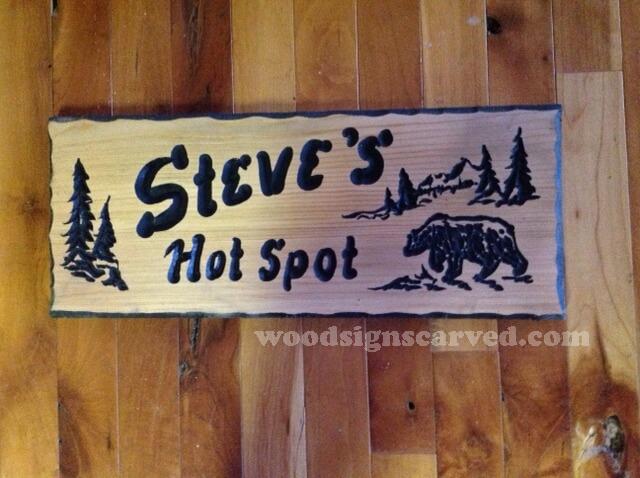 WoodPeckerCarvedSigns-1574 - 8x18inch Steves Hot Spot - a custom carved cedar wood sign from Woodpecker Signs
