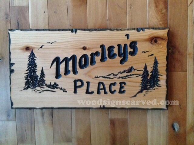 Morleys Place - a custom carved cedar wood sign from Woodpecker Signs